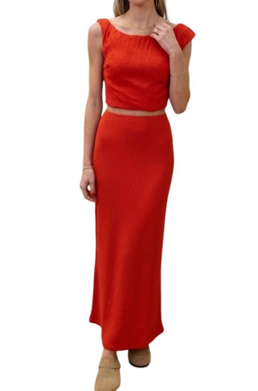 NEW MINKPINK selma textured asymmetrical top in red